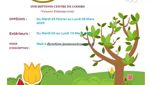 Inscriptions centre de loisirs vacances printemps 2025